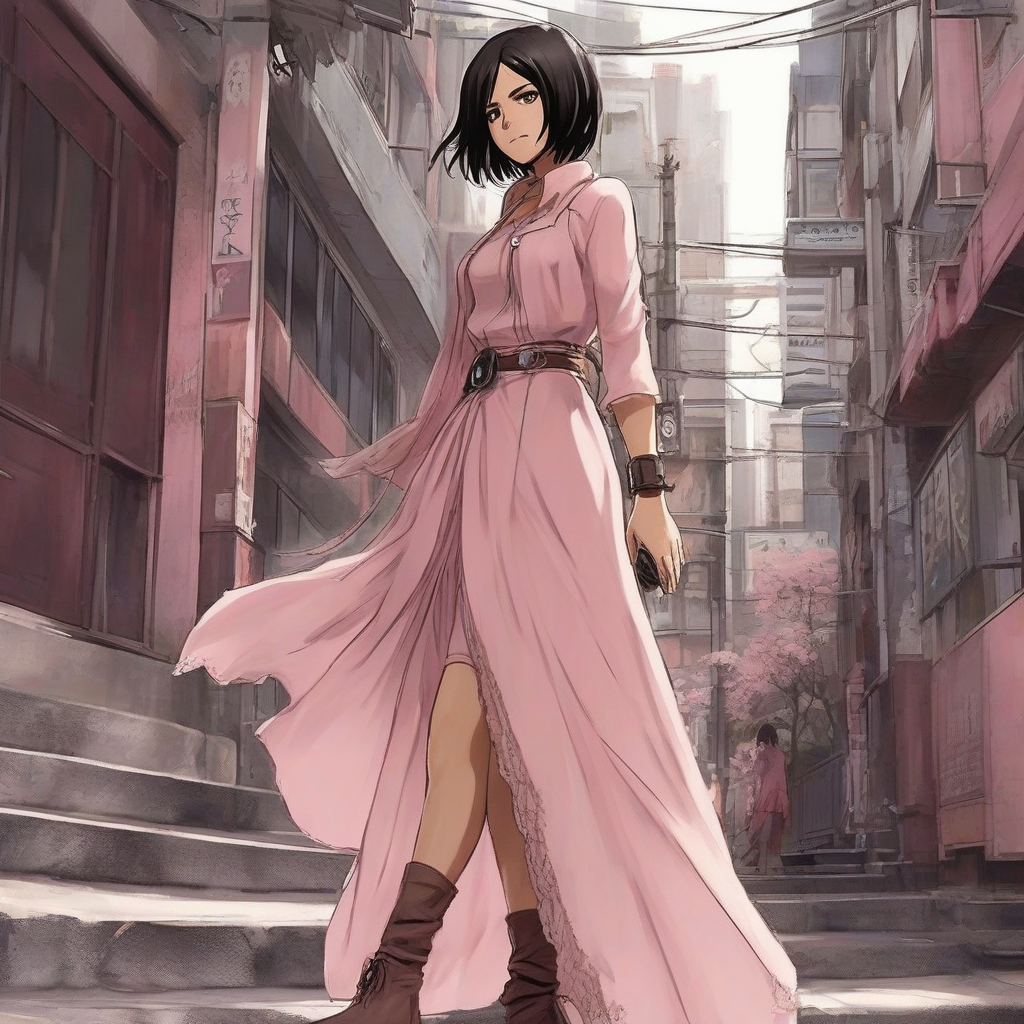 Mikasa_Ackerman_wears_a_pink_maxi_dress_and_black_boots_4.png