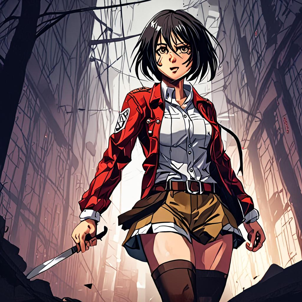 Mikasa_Ackerman_wears_a_plaid_shirt_dress_and_white_sneakers_3.png