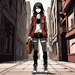Mikasa_wears_a_black_and_white_graphic_t-shirt_ripped_jeans_and_metallic_boots_1_small.png