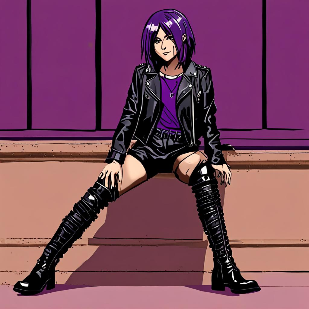 Mikasa_wears_leather_jacket_purple_skirt_and_combat_boots_3.png