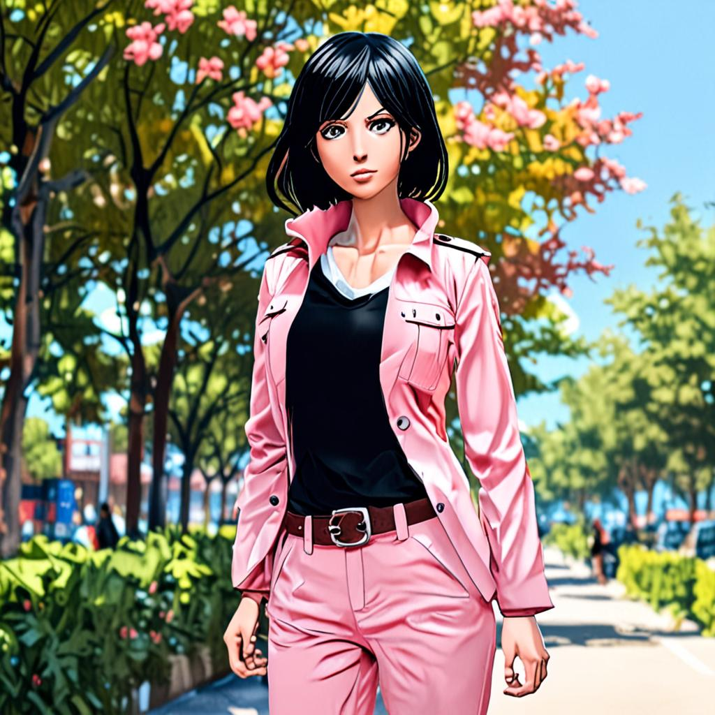 Mikasa_Ackerman_wears_a_pastel_pink_jumpsuit_and_white_sneakers_1.png