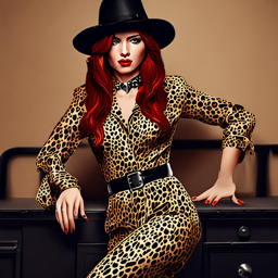 Rias_Gremory_wears_a_leopard_print_jumpsuit_and_fedorra_hat_3_small.png