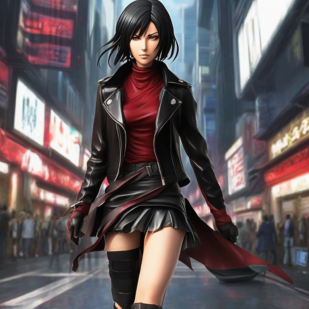 Mikasa_wears_a_leather_jacket_crimson_skirt_and_combat_boots_2.png