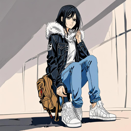Mikasa_wears_a_plaid_shirt_distressed_jeans_and_Adidas_sneakers_3_small.png