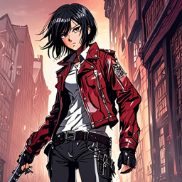 Mikasa_Ackerman_wears_a_leather_biker_jacket_and_plaid_skirt_3_small.png